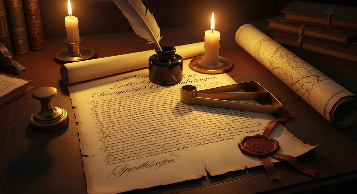 An antique land patent on aged parchment with a red wax seal