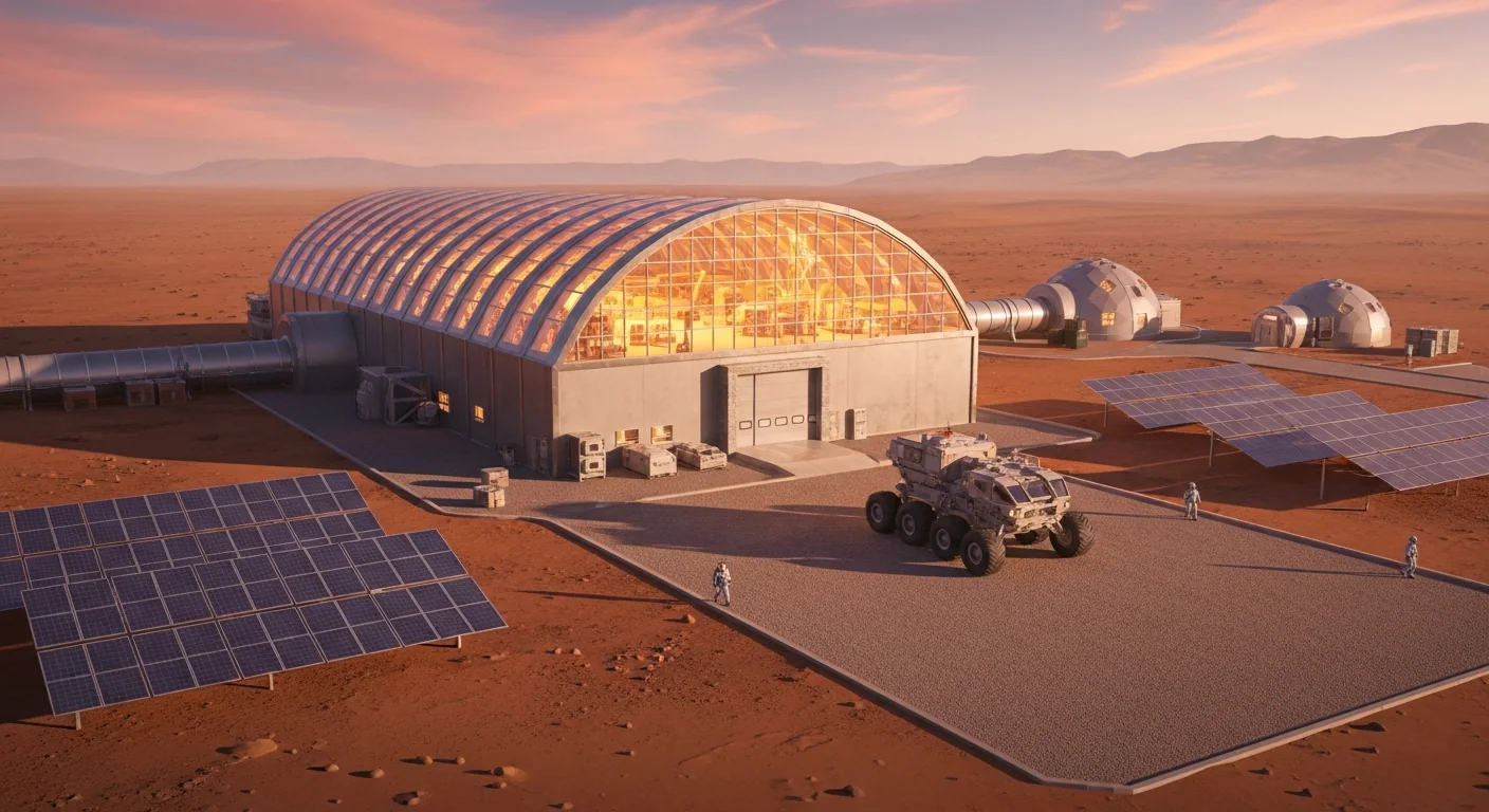 A Mars-native manufacturing site building machines from the regolith itself