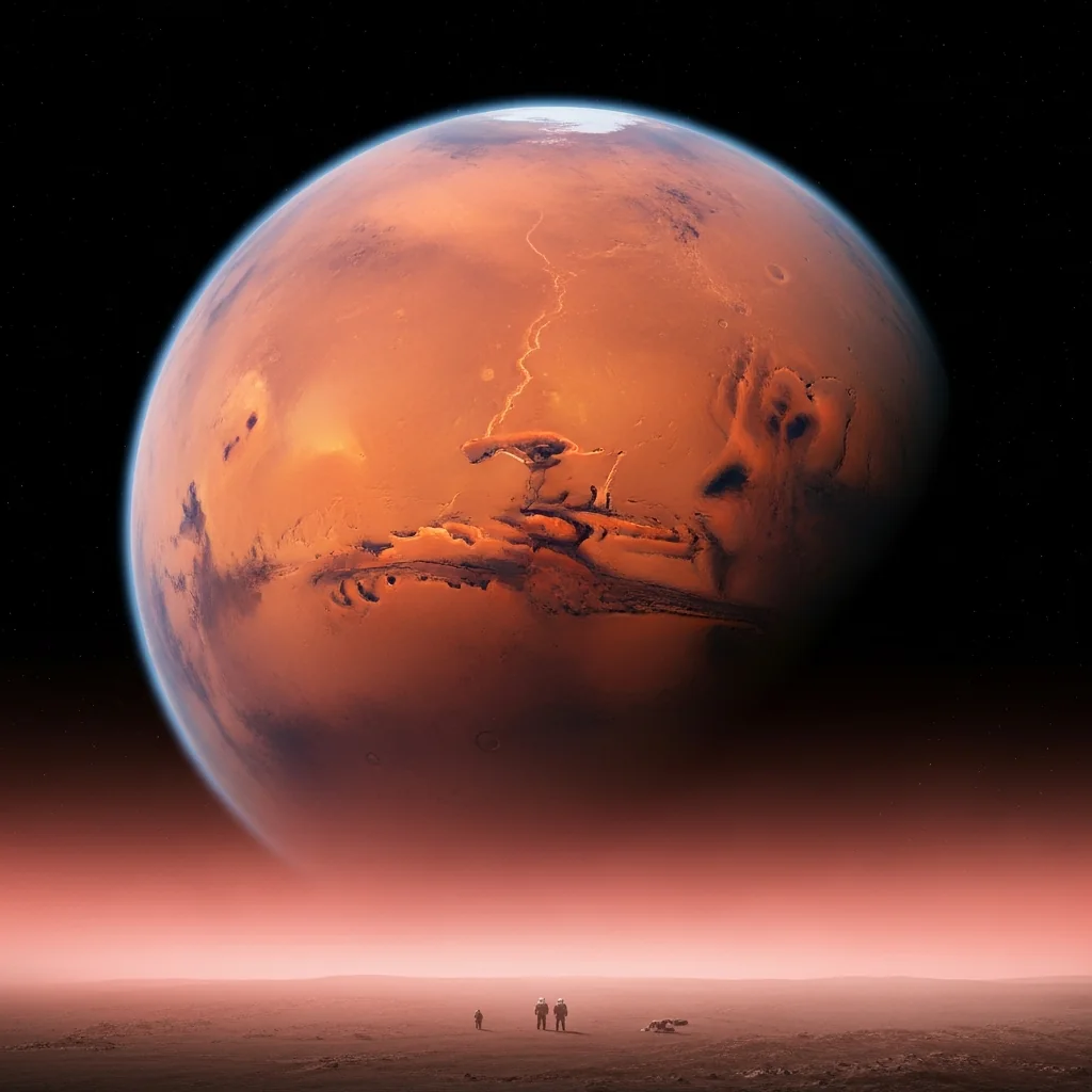 The planet Mars, a calm honest view of the red world against the black of space